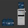 Modern Standing Water Dispenser With Blue Water Bottles And Simple Design Structure