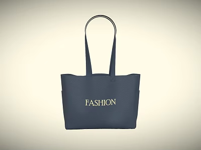 Stylish Navy Blue Tote Bag With Fashion Lettering And Dual Handles 3d model