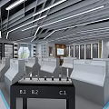 Modern Stone Exhibition Showroom With Display Counters LED Strip Lights And B1 B2 C1 Sections