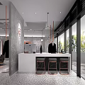 Modern Clothing Store Interior With Black Clothes Mannequin Clothing Racks And Green Plant