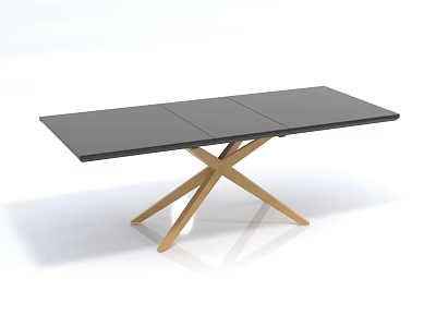 Modern Coffee Table With Black Sleek Tabletop And Gold Cross Legs Design 3d model