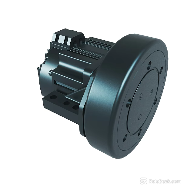 Black Heavy Duty Industrial Electric Motor With Metal Casing And Ports 3d model 
