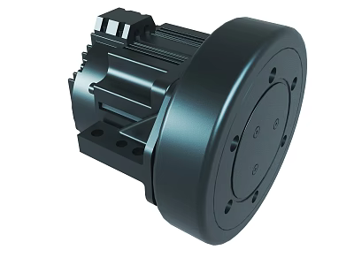 Black Heavy Duty Industrial Electric Motor With Metal Casing And Ports 3d model