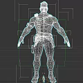 Game Movie Character With Shirtless Torso Mechanical Arm Goggles And Utility Belt