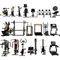 Home Gym Sports Equipment Collection Featuring Treadmills Dumbbells Barbells Exercise Bikes And Benches