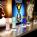 Commercial Cosmetic Display Equipment With Multiple Bottles And Advertising Posters
