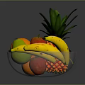 Fresh Assorted Fruits in Clear Glass Bowl with Pineapple Banana and Grapes