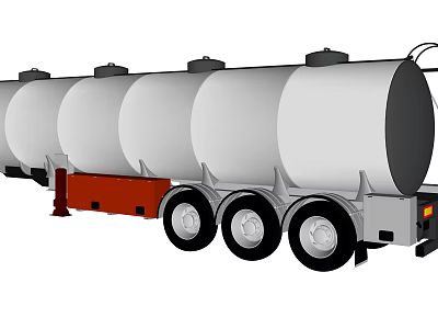 Heavy Duty Commercial Tanker Trailer With Multiple Storage Tanks And Wheels 3d model