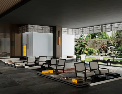 New Chinese Style Sales Office Sales Department Negotiation Area New Chinese Style Hotel Lobby Hotel Rest Waiting Area New Chinese Style Reception Area Homestay Hotel Lobby 3d model