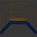 Blue and Orange Metal Industrial Platform with Stairs and Guardrails