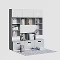 Gray Kids Wardrobe with Cloud Patterns Storage Compartments Drawers and Stuffed Toys