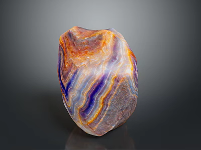 Unique Vibrant Colorful Striped Natural Stone For Home Decor Accent 3d model