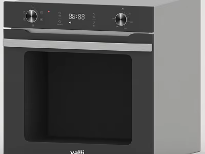 Vatti Modern Kitchen Oven With Digital Display Control Panel Knobs And Black Silver Design 3d model