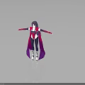 3D Fantasy Female Character Purple Hair Red Cape Black Outfit Creature Design