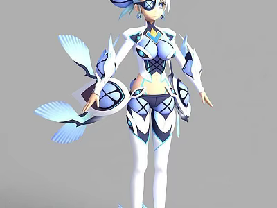 Tech Exhibition Hall Featuring Futuristic Cybernetic Character With Digital Display Elements 3d model