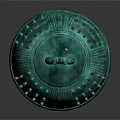 Ancient Bronze Bell With Turquoise Green Patina Intricate Carvings Circular Patterns And Ornate Handle
