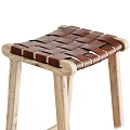 Natural Wooden Bar Stools With Woven Seats And Sturdy Wooden Legs