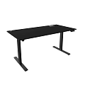 Black Modern Dining Table with Height Adjustable Metal Frame and Sleek Surface 3d model
