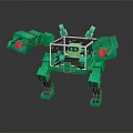 Small Character Piloting Green Mechanical Creature with Transparent Cockpit and Red Eyes 3d model