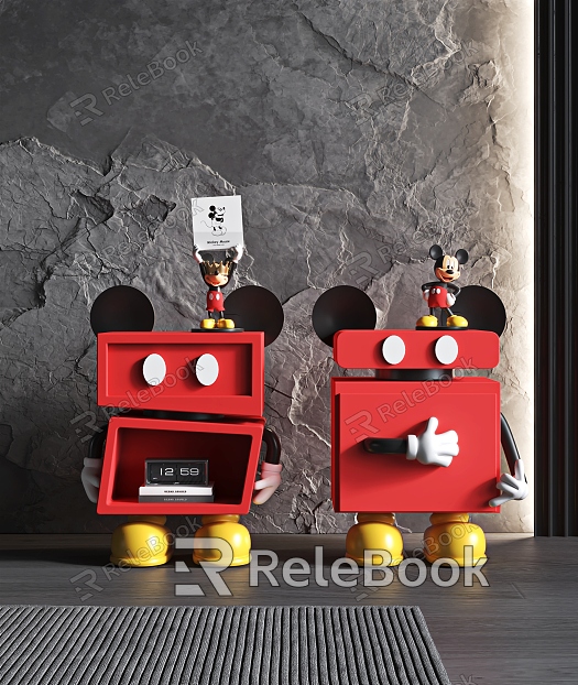 Cartoon Mickey Mouse Bedside Cabinet Cartoon Side Cabinet Mickey Mouse Hand Clock Books model