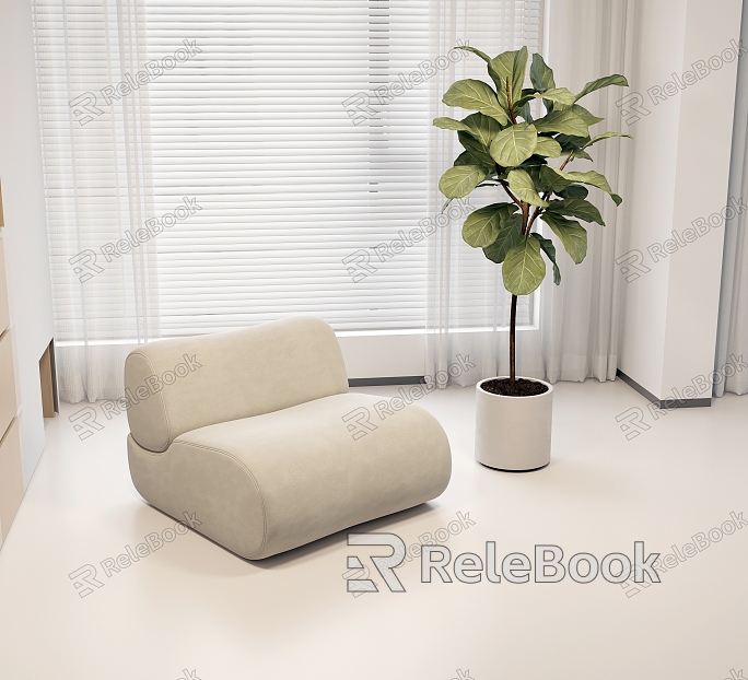 Single Sofa Sofa Lazy Sofa Chair Flower Pot Green Planting Venetian Blinds model