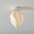 Modern Cream Colored Fabric Ceiling Lights With Elegant Pleated Wavy Design 3d model