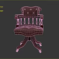 Classic Red Leather Button Tufted Armchair With Carved Wooden Frame And Wheeled Base