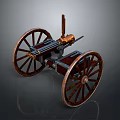 Old Fashioned Wheeled Weapon With Large Wooden Wheels And Metal Barrel