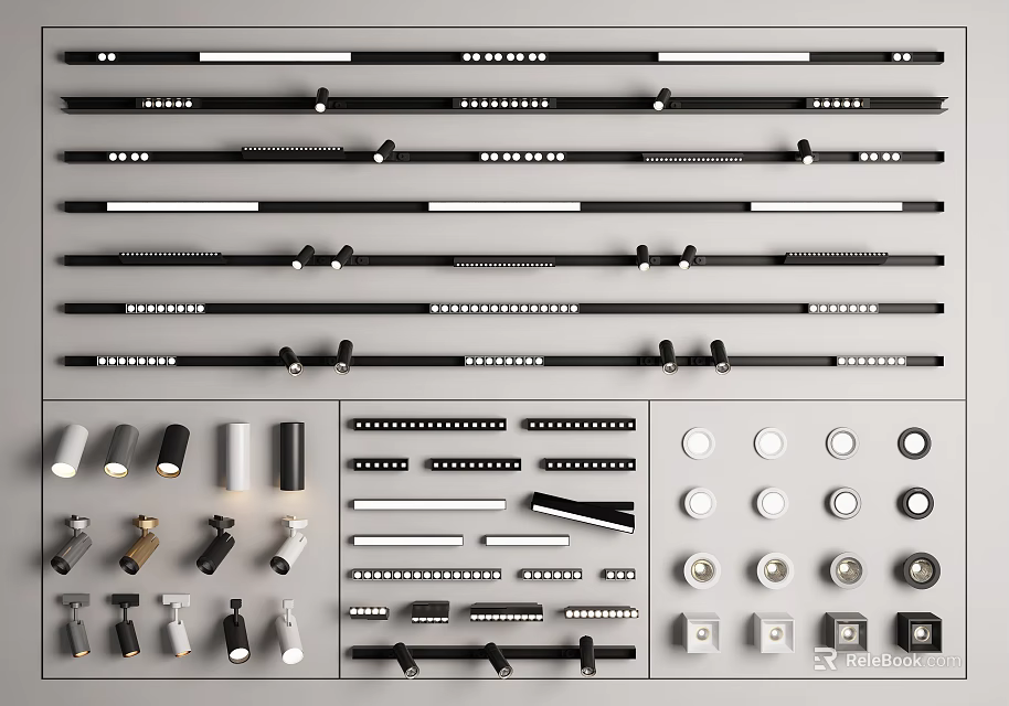 Modern Downlights And Spotlights With Various Designs For Home Interior Lighting 3d model 