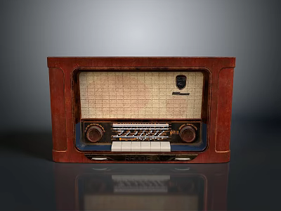 Vintage Computer Design With Brown Case Knobs Dial And Retro Keyboard 3d model