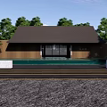 Tranquil Garden Landscape Design With Lush Trees Green Lawn And Modern Architecture