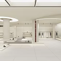 Modern White Clothing Store Interior With Display Racks Hanging Clothes And Shoes
