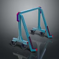 Industrial Mobile Metal Frame Structure With Wheels Red Components And Support Bars 3d model