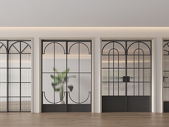 Wrought iron sliding door combination single door swing door 3d model