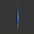 Blue Bow With Crossed Arrows And Colorful Arrowheads On Dark Background
