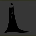 Elegant Black Evening Dress With Long Cape And Flowing Skirt Design