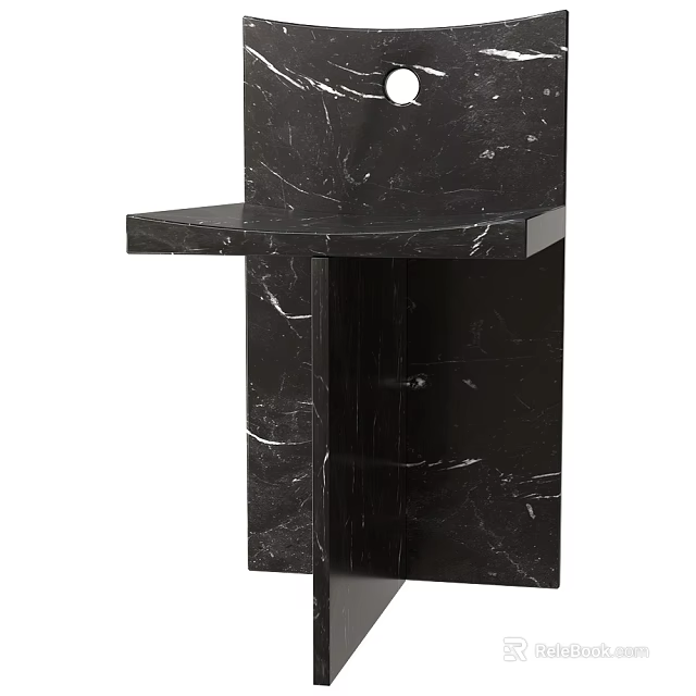 Sleek Black Marble Leisure Chair With Modern Structure And Countertop Design 3d model 