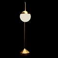 Modern Golden Floor Lamp With White Spherical Shade And Sleek Design