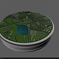 Aerial Planning of Modern Urban Layout with Green Spaces Lake Roads and Buildings
