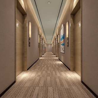 Modern Away Hotel Corridor 3d model