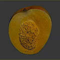 Fresh Ripe Mango Cut Open Showing Juicy Yellow Flesh Green Skin and Central Seed