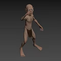 Emaciated Fantasy Game And Movie Character With Pale Skin Raised Arm And Loincloth