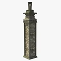 Classical Brick Stone Column With Ornate Decorative Top And Layered Structure 3d model