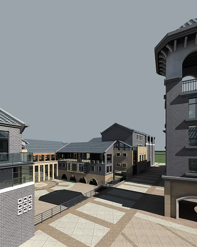 modern architecture commercial street planning 3d model