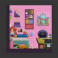 Colorful Kids' Room Interior Design With Bed Bookshelf Toys And Wall Decor