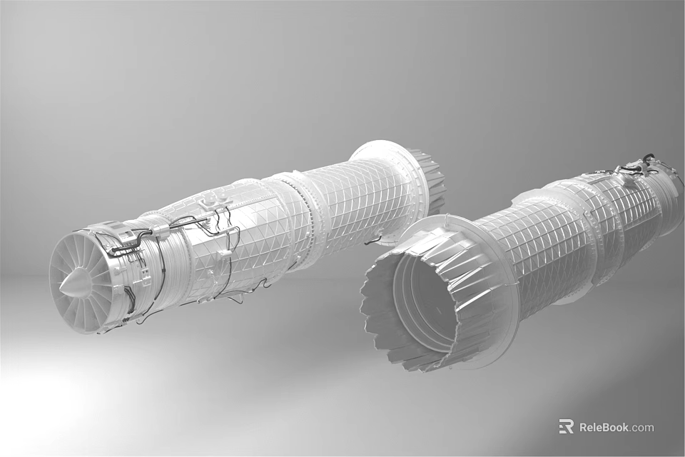 Transparent Aircraft Engine Model Displaying Detailed Internal Components And Structure 3d model 