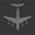 Gray Large Transport Aircraft 3D Model Featuring Four Engines and Wide Wings