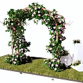 Wedding Archway Decorated With Green Vines Pink Flowers On Lush Grass And White Drapery