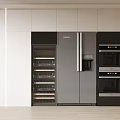 Modern Kitchen Appliances Featuring Built In Stainless Steel Refrigerator Wine Cooler And Ovens