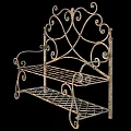 Iron Outdoor Bench With Curly Scrollwork Design For Garden Patio Decor